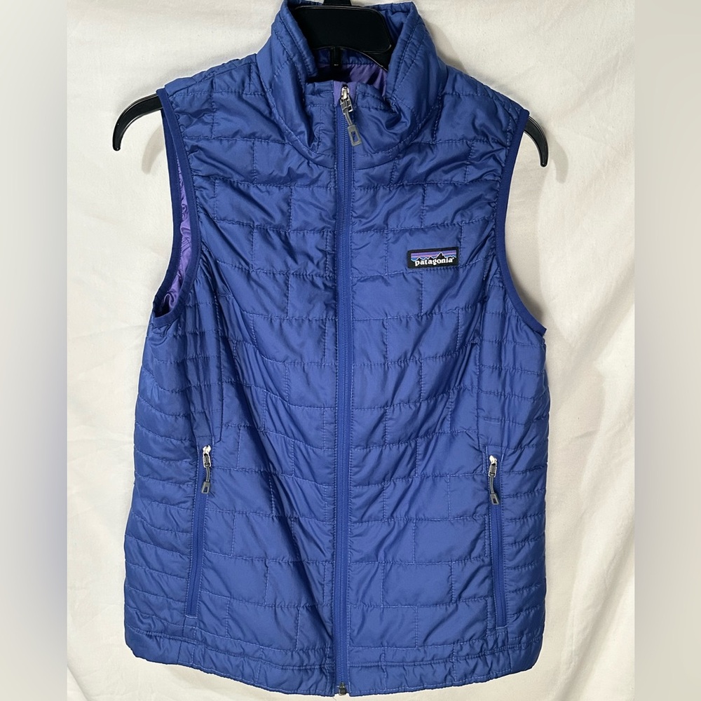 Patagonia Womens Periwinkle/Blue-Purple Zip Nano Puffer Vest Jacket Sz Medium